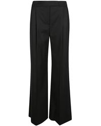 Via Masini 80 - Broeken ,Zwart ,Hoge Taille Zwarte Wijde Pijp Broek - Lyst