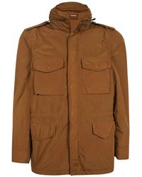 Aspesi - Jassen ,Bruin ,Polyester Multi-Pocket Techno Fabric Jas - Lyst