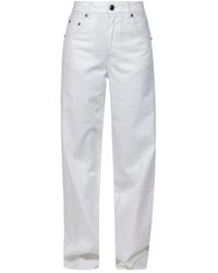 Semicouture - Weiße Denim Straight Leg Hose - Lyst