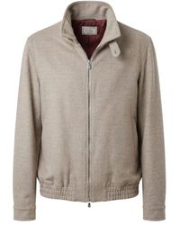 Brunello Cucinelli - Jassen ,Grijs ,Wol Beaver Bomberjack - Lyst