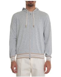 Gran Sasso - Hoodie Met Rits Katoen Elastische Contrast - Lyst
