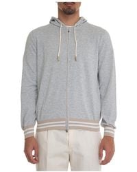 Gran Sasso - Hoodie Met Rits Katoen Elastische Contrast - Lyst