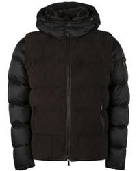 Moorer - Jassen ,Bruin ,Leer Gewatteerd Jack Met Afneembare Mouwen - Lyst