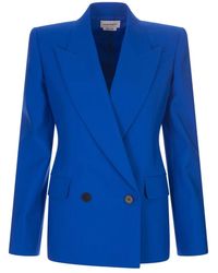 McQueen - Blazer de lana azul galáctico de doble botonadura - Lyst