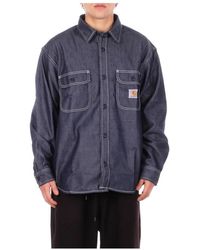 Carhartt - Overhemden ,Blauw ,Katoen Logo Front Jacket - Lyst