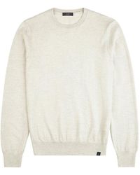 Fay - Cremefarbener wollpullover mit rundhalsausschnitt - Lyst