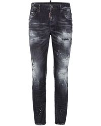 DSquared² - Schwarze distressed skinny cut denim jeans - Lyst