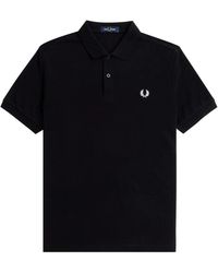 Fred Perry - Tops ,Zwart ,Katoen Polo Shirt Met Streepjeskraag En Slim Fit - Lyst