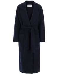 Max Mara - Blauwe Wol Kasjmier Zigzag Jas - Lyst