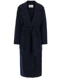 Max Mara - Blauwe Wol Kasjmier Zigzag Jas - Lyst