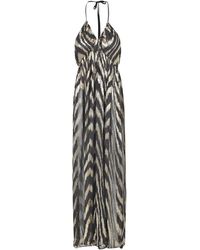 Jucca - Kleedjes ,Zwart ,Polyester Zijden En Lurex V-Hals Jurk - Lyst