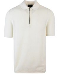 Emporio Armani - Mesh zip polo shirt - Lyst
