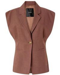 Pinko - Jassen ,Bruin ,Polyester Floella Mouwloze Blazer - Lyst