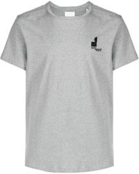 Isabel Marant - Zafferh-ga graues t-shirt mit schwarzem logo - Lyst