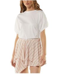 Dondup - Tops ,Wit ,Katoen Regular-Fit T-Shirt Met Ronde Hals - Lyst