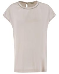 Panicale - Klassisches Crew Neck T-Shirt Mit Lurex-Details - Lyst