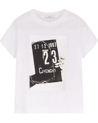 Givenchy - Tops ,Wit ,Katoen T-Shirt Met Logo En Ronde Hals - Lyst