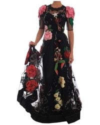 Dolce & Gabbana Crystal Fairy Tale Floral Kanttoga - Zwart