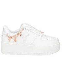 Windsor Smith - Weiße Low-Top Roségold Sneakers - Lyst