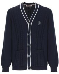 Brunello Cucinelli - Blauwe Katoenen Cardigan V-Hals Sweater - Lyst