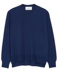 Ami Paris - Truien & Vesten ,Blauw ,Wol Thin Wool Crewneck Ami De Coeur Sweater - Lyst