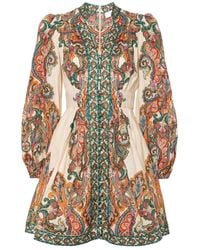 Zimmermann - Kleid mit paisley-print aus leinen - Lyst