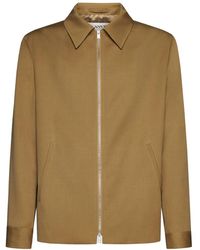 Lanvin - Cappotto in lana marrone con applicazione logo - Lyst
