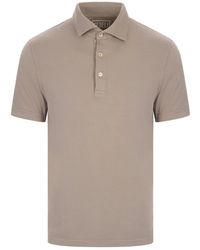 Fedeli - Tops ,Bruin ,Katoen Jersey Katoen Flex Polo Met Korte Mouwen - Lyst