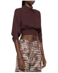 Elisabetta Franchi - Georgette Blouse Met Strik - Lyst