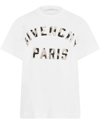 Givenchy - Paris Geborduurd Katoenen T-Shirt - Lyst