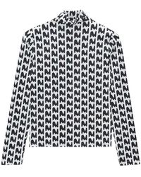 MSGM - Hochgeschlossenes stretch-t-shirt schwarz & weiß - Lyst
