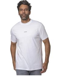 Karl Lagerfeld - T-shirt bianca con logo manica corta stretch - Lyst