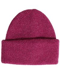 Pieces - Fuchsia Lurex Strickmütze - Lyst