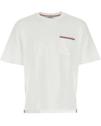 Thom Browne - Tops ,Wit ,Katoen Oversize Wit Katoenen T-Shirt - Lyst