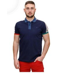 Harmont & Blaine - Tops ,Blauw ,Katoen Blauwe Polo Met Contrastdetails - Lyst