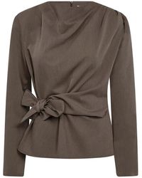 co'couture - Overhemden ,Bruin ,Leer Tenga Cc Geplooide Blouse - Lyst