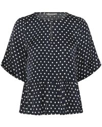 Part Two - Overhemden ,Blauw ,After Midnight Dot Blouse - Lyst