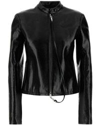 Courreges - Jassen ,Zwart ,Katoen Zwarte Vinyl Effect Rits Jas - Lyst