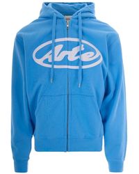 Arte' - Hoodies & Sweatvesten ,Blauw ,Katoen Zip-Through Hoodie - Lyst
