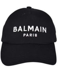 Balmain - Eap noir noir baumwollkappe,bestickte paris-kappe - Lyst