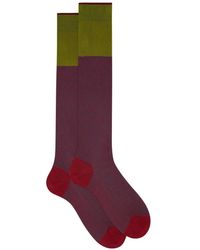 Gallo - Rote Lange Baumwollsocken Für Herren Mit Geometrischem Webmuster - Lyst