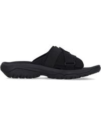 Teva - Schoenen ,Zwart ,Polyester Zwarte Slide Sandaal Met Verstelbare Banden - Lyst