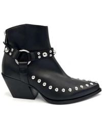 Elena Iachi - Schoenen ,Zwart ,Leer Zwarte Leren Texano Laarzen Met Rits - Lyst