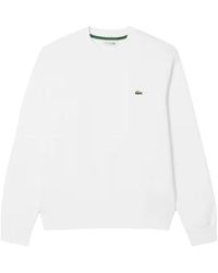 Lacoste - Hoodies & Sweatvesten ,Wit ,Katoen Classic Fit Katoenen Fleece Sweatshirt - Lyst