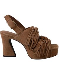 Ash - Schoenen ,Bruin ,Leer Oprah Sandalen Met Franjes En Hak - Lyst