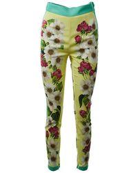 Dolce & Gabbana - Pantaloni in seta con stampa floreale per donne - Lyst