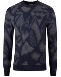 Stenströms - Truien & Vesten ,Blauw ,Wol Yakmerino Wollen Trui Met Ronde Hals - Lyst