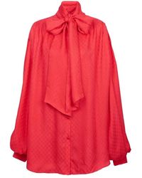 Balmain - Camicia in seta mini monogram - Lyst