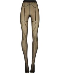 Wolford - Ondergoed ,Zwart ,Wol Polka-Dot Panty Met Garter-Belt Effect - Lyst
