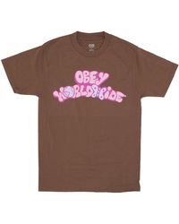 Obey - Tops ,Bruin ,Katoen Butterfly Classic Tee Korte Mouw T-Shirt - Lyst